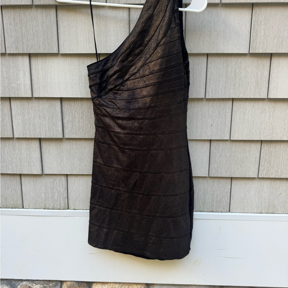 Express Shimmering Black One-Shoulder Dress